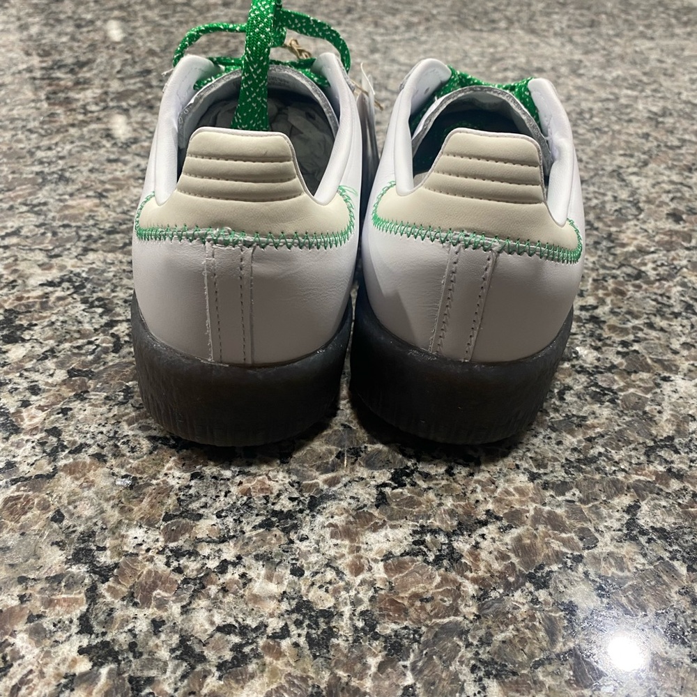 (New) Adidas Samba W Athletic shoe; cloud white/green/gum; - Picture 3 of 8